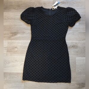 Speechless puff sleeve body-con mini dress in black polka dot.